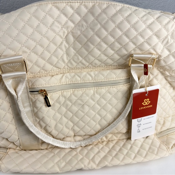 NWT LOVEVOOK Travel Duffle Bag, Weekender Bags Women w Shoe Compartment Cream - Picture 7 of 14